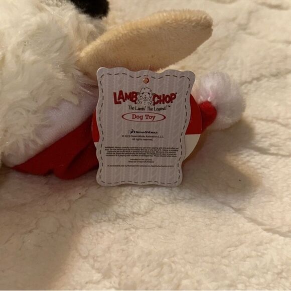 DreamW White Red Christmas Hat Holiday Plush Sweater Lamb Chop Squeaky Toy - Picture 7 of 8